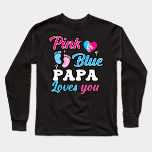 Pink Blue Papa Love You Gender Reveal Long Sleeve T-Shirt